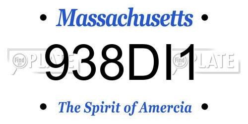 938DI1 Massachusetts License Plate