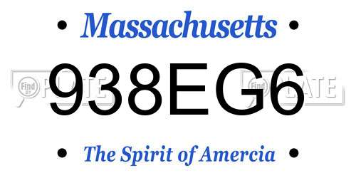 938EG6 Massachusetts License Plate