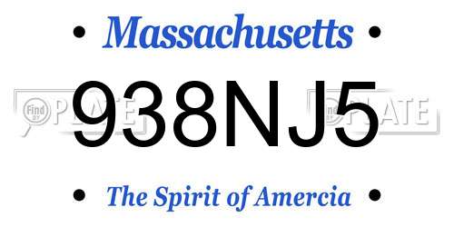 938NJ5 Massachusetts License Plate