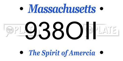 938OII Massachusetts License Plate