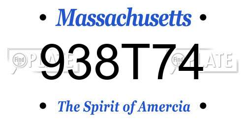 938T74 Massachusetts License Plate