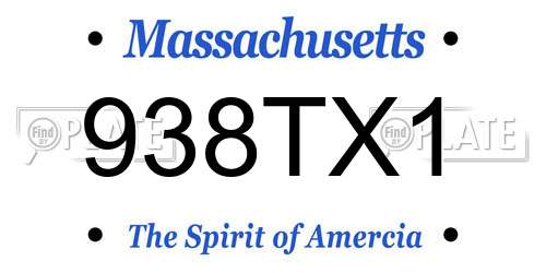 938TX1 Massachusetts License Plate