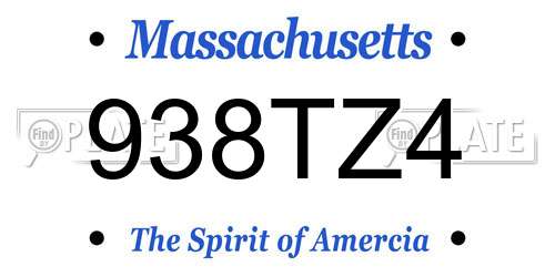 938TZ4 Massachusetts License Plate