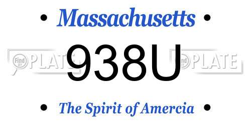 938U Massachusetts License Plate