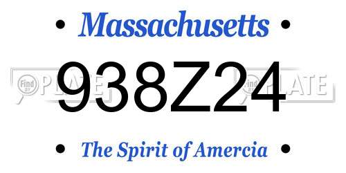 938Z24 Massachusetts License Plate