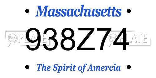 938Z74 Massachusetts License Plate