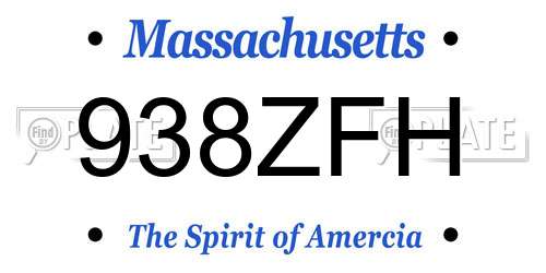 938ZFH Massachusetts License Plate
