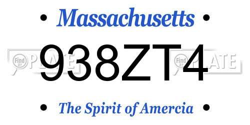 938ZT4 Massachusetts License Plate