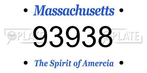 93938 Massachusetts License Plate