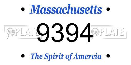 9394 Massachusetts License Plate