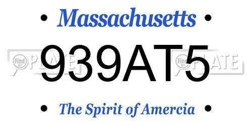 939AT5 Massachusetts License Plate