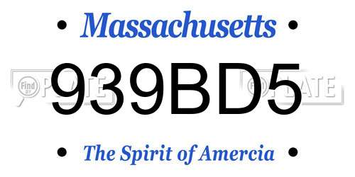 939BD5 Massachusetts License Plate
