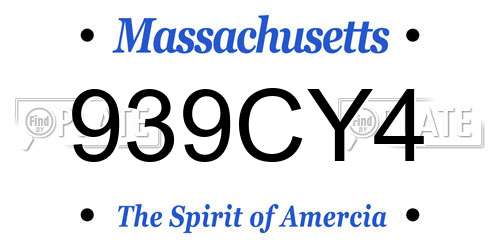 939CY4 Massachusetts License Plate