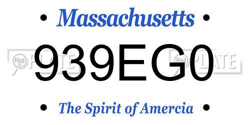 939EG0 Massachusetts License Plate