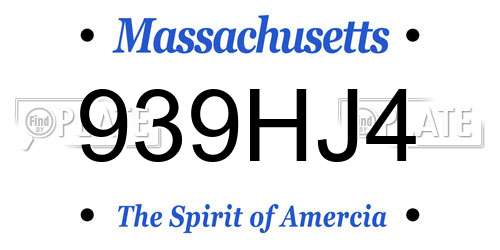 939HJ4 Massachusetts License Plate