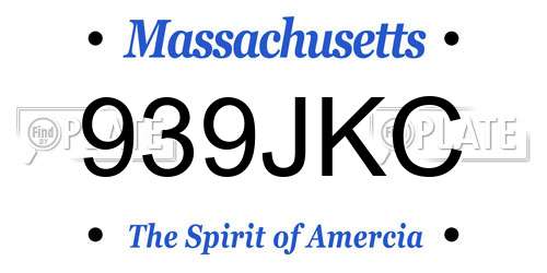 939JKC Massachusetts License Plate