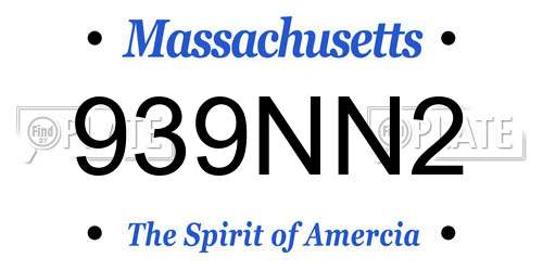 939NN2 Massachusetts License Plate