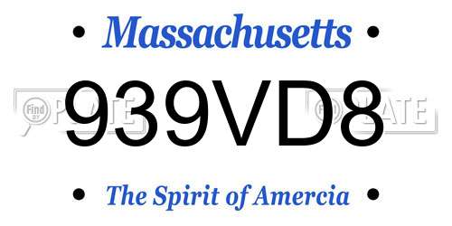 939VD8 Massachusetts License Plate