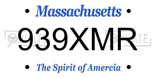939XMR Massachusetts License Plate