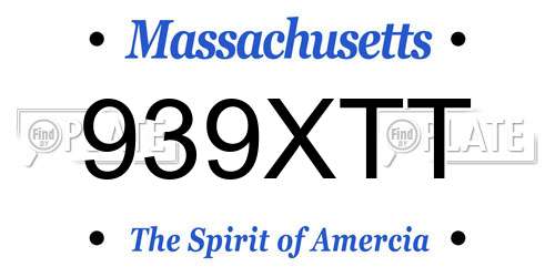 939XTT Massachusetts License Plate