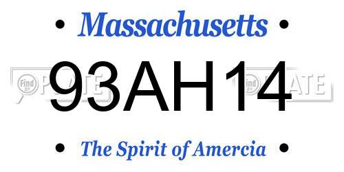 93AH14 Massachusetts License Plate