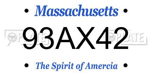 93AX42 Massachusetts License Plate