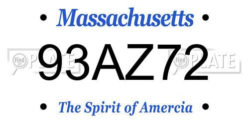 93AZ72 Massachusetts License Plate
