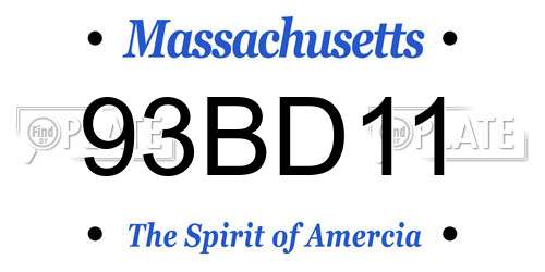 93BD11 Massachusetts License Plate