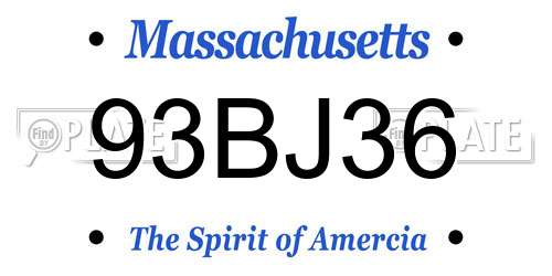93BJ36 Massachusetts License Plate