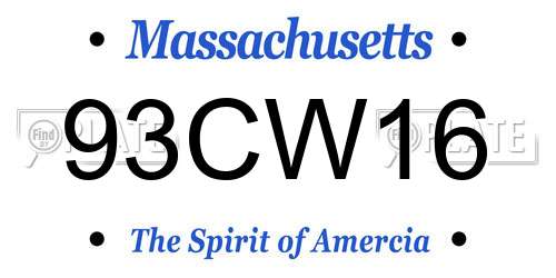 93CW16 Massachusetts License Plate