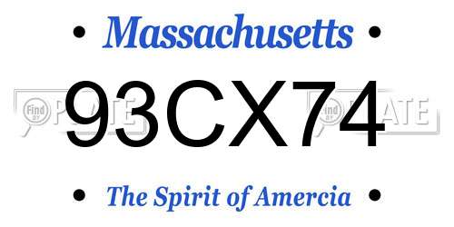 93CX74 Massachusetts License Plate