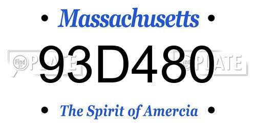 93D480 Massachusetts License Plate