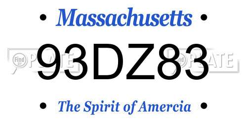 93DZ83 Massachusetts License Plate