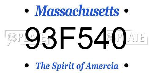 93F540 Massachusetts License Plate