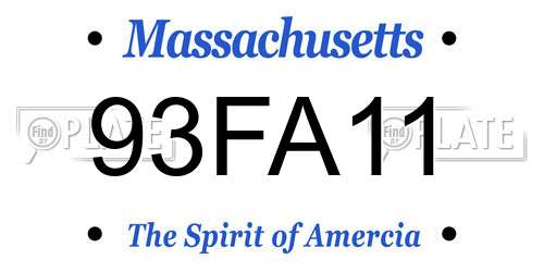 93FA11 Massachusetts License Plate