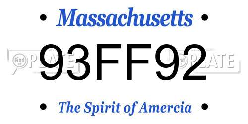 93FF92 Massachusetts License Plate
