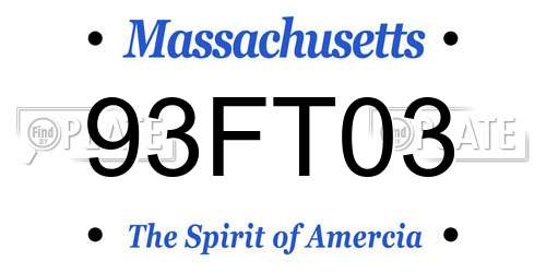 93FT03 Massachusetts License Plate