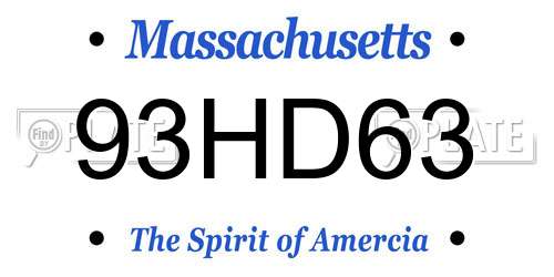 93HD63 Massachusetts License Plate