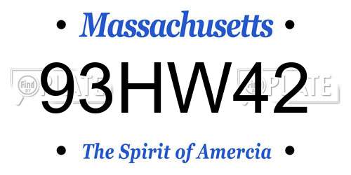 93HW42 Massachusetts License Plate