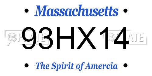 93HX14 Massachusetts License Plate