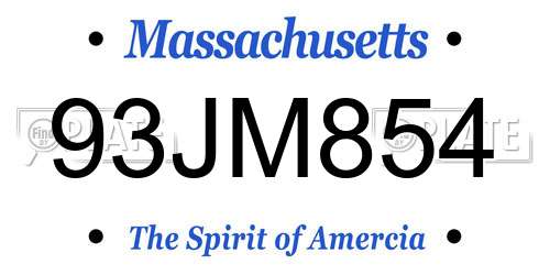 93JM854 Massachusetts License Plate