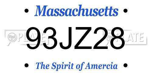 93JZ28 Massachusetts License Plate