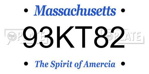 93KT82 Massachusetts License Plate