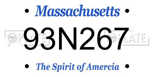 93N267 Massachusetts License Plate