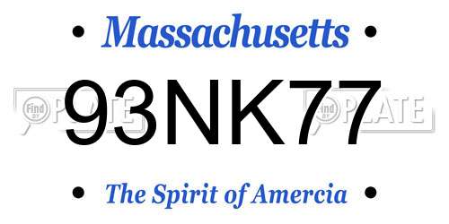 93NK77 Massachusetts License Plate