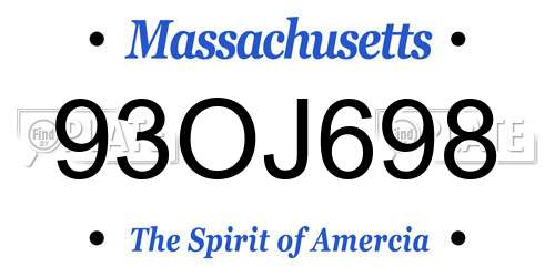 93OJ698 Massachusetts License Plate