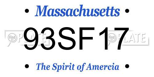93SF17 Massachusetts License Plate
