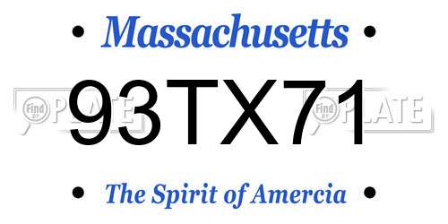 93TX71 Massachusetts License Plate