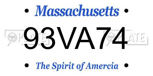 93VA74 Massachusetts License Plate