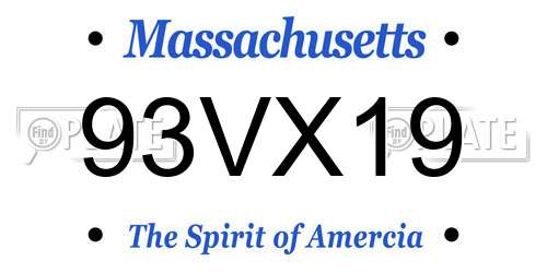 93VX19 Massachusetts License Plate
